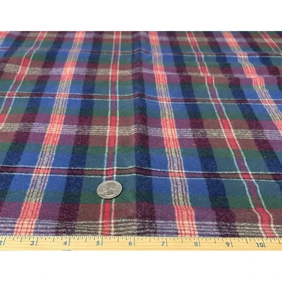 Quilt Craft Fabric Wool Multicolor Plaid Material Blue Red Green White - Picture 3 of 7